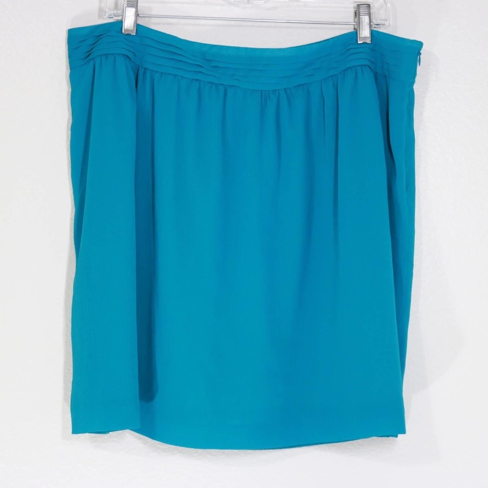 Ann Taylor LOFT Flaw NWT Plus Size A-Line Teal Turquoise Chiffon Skirt, Size 14
